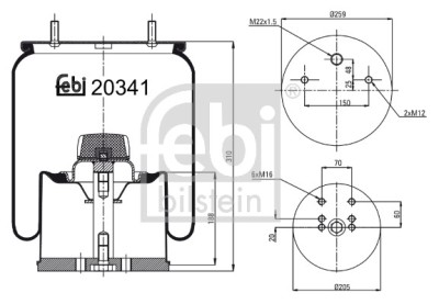 FEBI BILSTEIN 20341 Burduf, suspensie pneumatica foto
