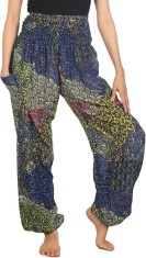 Pantaloni lungi harem boho pentru femei Lofbaz, talie inalta, multicolor, 3XL - OUTLET