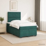 Cumpara ieftin Pat boxspring cu saltea Verde inchis 120 x 200 cm Catifea