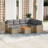 VidaXL Set canapele de grădină, 8 piese, cu perne, bej, poliratan