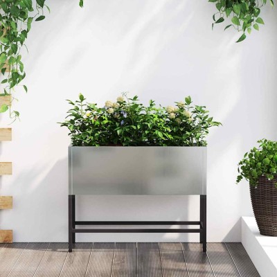 vidaXL Ghiveci ridicat pentru grădină Argintiu 60 x 26 x 45 cm 865888 foto