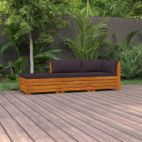 VidaXL Set mobilier grădină cu perne, 3 piese, lemn masiv de acacia