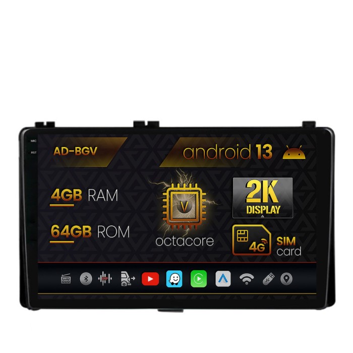 Navigatie Toyota Auris Corolla (2016-2018), Android 13, V-Octacore 4GB RAM + 64GB ROM, 9.5 Inch - AD-BGV9004+AD-BGRKIT089AV2