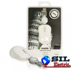 Mouse optic mini Pisa pe USB cu cablu retractabil alb, Sweex foto