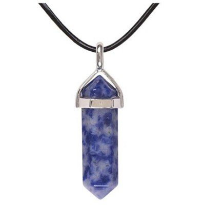 Colier cu piatra semipretioasa hexagonala Lapis Lazuli foto