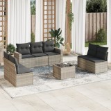 Cumpara ieftin Set mobilier de grădină cu perne, 8 piese gri deschis poliratan