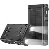 Baterie Externa Solara Linomag&reg;, Power Bank 30000 mAh, 1x cablu Lightning, 1x cablu USB Type-C, 1x cablu micro-USB incluse, Busola &amp; Lanterna incorpor