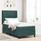 Cumpara ieftin Pat cu arcuri cu saltea Verde inchis 100 x 200 cm Catifea