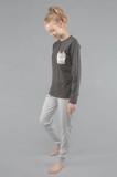 Set pijama cu buline și buzunar vulpe, Gisela 2/1535, Gri, 4-L Standard