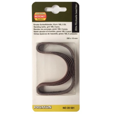 Set benzi de slefuire pentru BS E si BS A Micromot Proxxon 28581, 330x10 mm, granulatie 180, 5 bucati foto