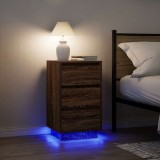 vidaXL Noptiera cu lumini LED Stejar maro 38x34x65 cm