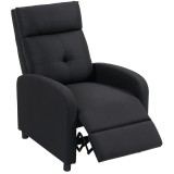 HOMCOM Fotoliu Reclinabil Confortabil Suport Picioare Material Textil Negru Mobila Living