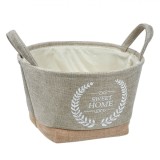 Coș pentru Rufe, Model &quot;Sweet Home&quot;, Poliester, Culoare Bej, Dimensiuni 30x20 cm, Cu M&acirc;nere