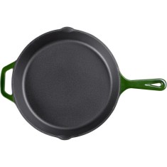 Tigaie adanca rotunda din fonta cu maner Navaris - 30 cm, Verde inchis, 53784.02
