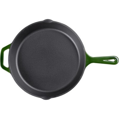 Tigaie adanca rotunda din fonta cu maner Navaris - 30 cm, Verde inchis, 53784.02 foto