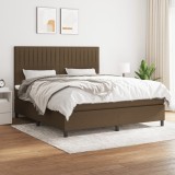 vidaXL Pat box spring cu saltea, maro &icirc;nchis, 160x200 cm, textil