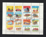 Oman, 1972 | Istoria transporturilor - Maşini, Locomotive, tren | Bloc 8v | aph, Transporturi, Stampilat