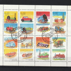 Oman, 1972 | Istoria transporturilor - Maşini, Locomotive, tren | Bloc 8v | aph