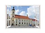 Cumpara ieftin Sticker decorativ, Fereastra 3D, Sibiu, 85 cm, 631STK, natura si peisaje