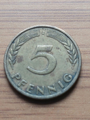 Moneda Germania 5 Pfennig 1949 J foto