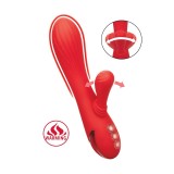Vibrator rabbit CALEXOTICS Palisades Passion, pentru stimularea clitorisului și punctului G, cu funcție de &icirc;ncălzire, 10 funcții de vibrație, roșu