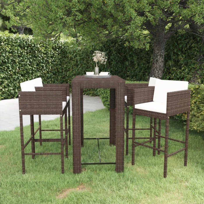 Gossi set mobilier bar de gradina cu perne, 5 piese, maro, poliratan