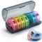Cutie Depozitare Medicamente, Flippy, 7 Zile, 14 Compartimente, Cutie Suport, Recipiente Detasabile, Portabila, Recipiente Colorate, Suport Negru, 17.