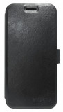 Husa tip carte cu stand neagra (cu decupaj casca) pentru Vodafone Smart 4 888, Cu clapeta, Piele Ecologica