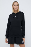 Adidas Originals hanorac de bumbac femei, culoarea negru, cu glugă, uni