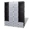 Dulap modular cu 18 compartimente alb ?i negru 37x146x180,5 cm