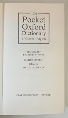 THE POCKET OXFORD DICTIONARY OF CURRENT ENGLISH , EIGHTH EDITION , edited by DELLA THOMPSON , 1992 foto