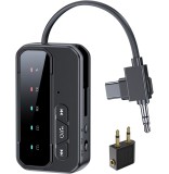 Adaptor Audio Bluetooth 5.4 2-in-1 TX/RX, Dual Pairing 2 Dispozitive, AUX 3.5 mm si USB-C, Low Latency, Microfon, Baterie 200 mAh, pentru Avion, TV, A