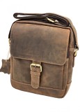 Geanta de Umar Barbati Tip borseta, Hunter Brand, Piele naturala de Vanat, Maro, 23x27x7 cm