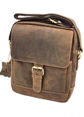 Geanta de Umar Barbati Tip borseta, Hunter Brand, Piele naturala de Vanat, Maro, 23x27x7 cm