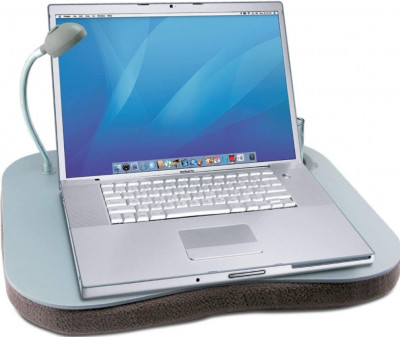 Stand/masa de laptop, cu perna, suport pahar, pixuri, lampa LED foto