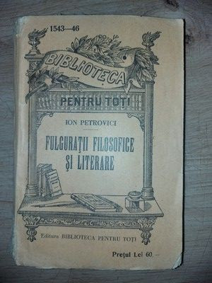 Fulguratii filosofice si literare- Ion Petrovici