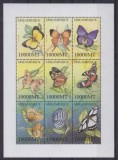 MOZAMBIC 2002 FAUNA INSECTE FLUTURI, Nestampilat