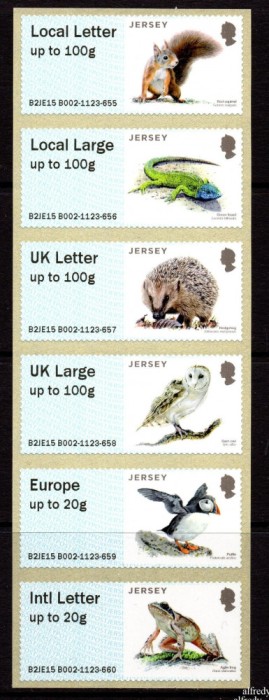 Jersey 2015, Fauna, ATM, serie neuzata, MNH