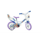 Bicicleta copii 12 inch, Craiasa Zapezii, maxim 40 kg, roti ajutatoare incluse, Dino Bikes