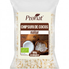 Chipsuri bio din nuca de cocos, natur, 100g Pronat