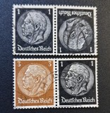 Germania (Deutsches Reich 1933&ndash;1934) Pereche Cap-&icirc;n-Cap / T&ecirc;te-B&ecirc;che (Kehrdruck: 1Pf Negru Inversat + 1Pf Negru + 3Pf Brun) (Ștampilat / Used) CLK1