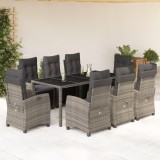 vidaXL Set mobilier grădină cu perne, 9 piese, gri, poliratan 3212899