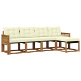 vidaXL Set de canapele de exterior cu pernă 5 pcs Natural și Crem 3381890