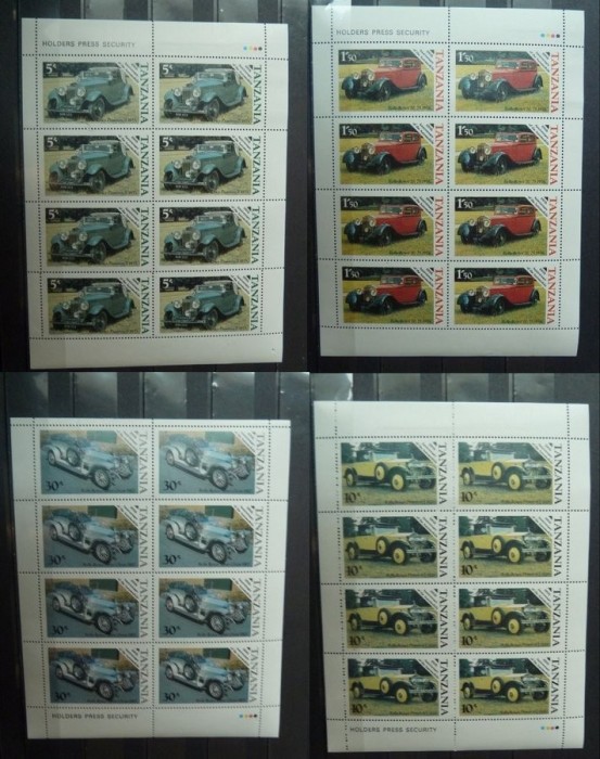 Tanzania 1986 Cars x 8 in blocks MNH S.634