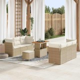 vidaXL Set de canapele pentru grădină , 9 piese, cu perne bej, din rattan poli și acacia.