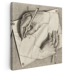 Tablou litografie Maini desenand de Escher 2052 Tablou canvas pe panza CU RAMA 30x30 cm