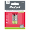 Acumulatori AAA Li-Ion 400 mAh cu USB-C, blister 2 buc, Rebel, Oem