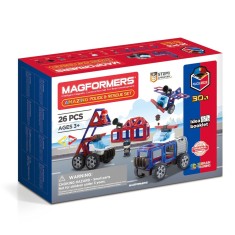 Joc magnetic de constructie Magformers Amazing Police And Rescue Set - Politie si Salvare, 26 piese