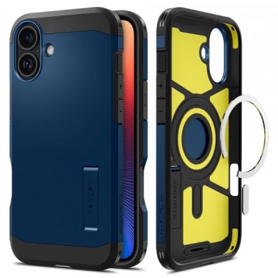 Husa MagSafe pentru Apple iPhone 16, Spigen, Tough Armor, Bleumarin foto