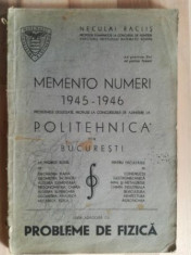 Memento numeri 1945-1946 Probleme de fizica- Neculai Raclis foto